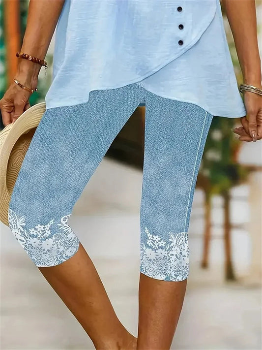 Lace floral print casual leggings for women | Marisela