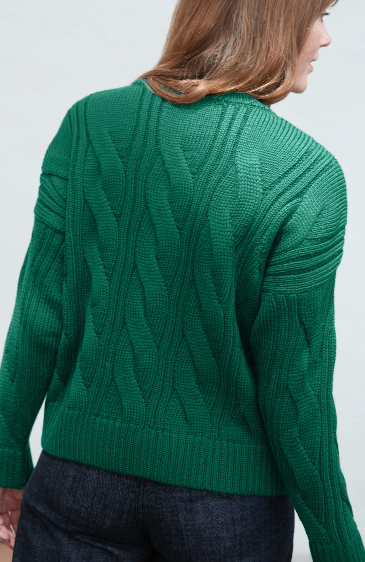 Womens Chunky Merino Wool Cable Jumper