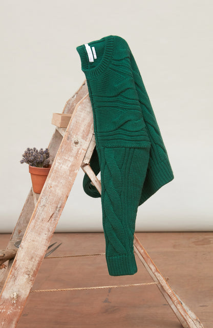 Womens Chunky Merino Wool Cable Jumper