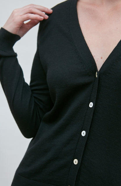 Womens Extra Fine Merino V Neck Cardigan