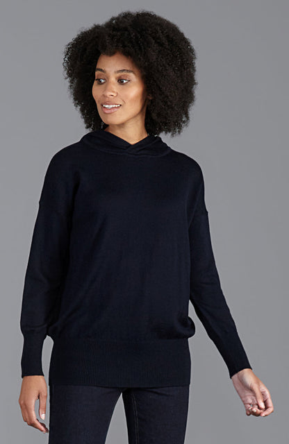 Womens Pure Extra Fine Merino Relaxed Fit Hooded Jumper