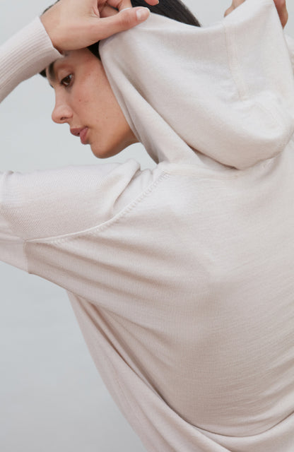 Womens Pure Extra Fine Merino Relaxed Fit Hooded Jumper