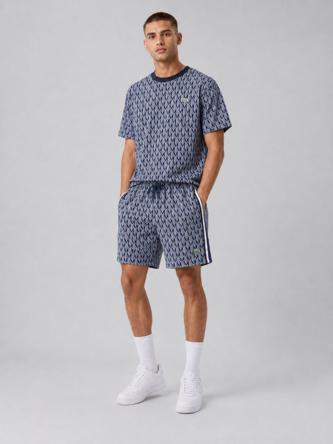 Navy Blue Cotton T-Shirt & Shorts Set