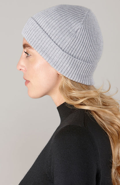 Womens Ribbed Extra Fine Merino Wool Beanie