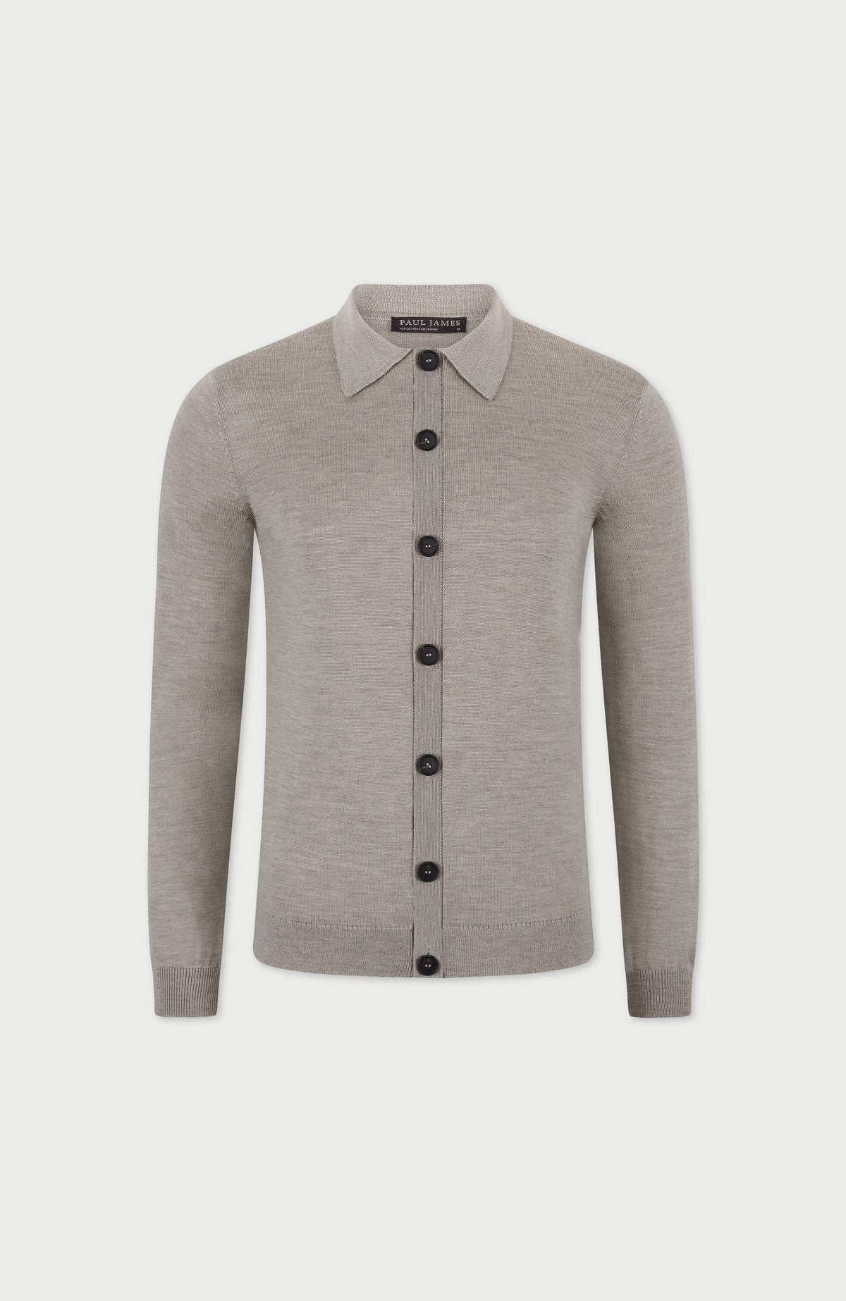 Mens Extra Fine Merino Wool Polo Cardigan