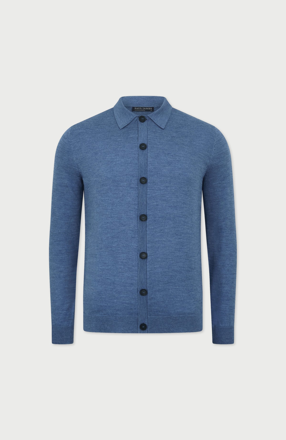 Mens Extra Fine Merino Wool Polo Cardigan