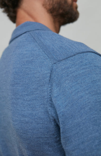 Mens Extra Fine Merino Wool Polo Cardigan