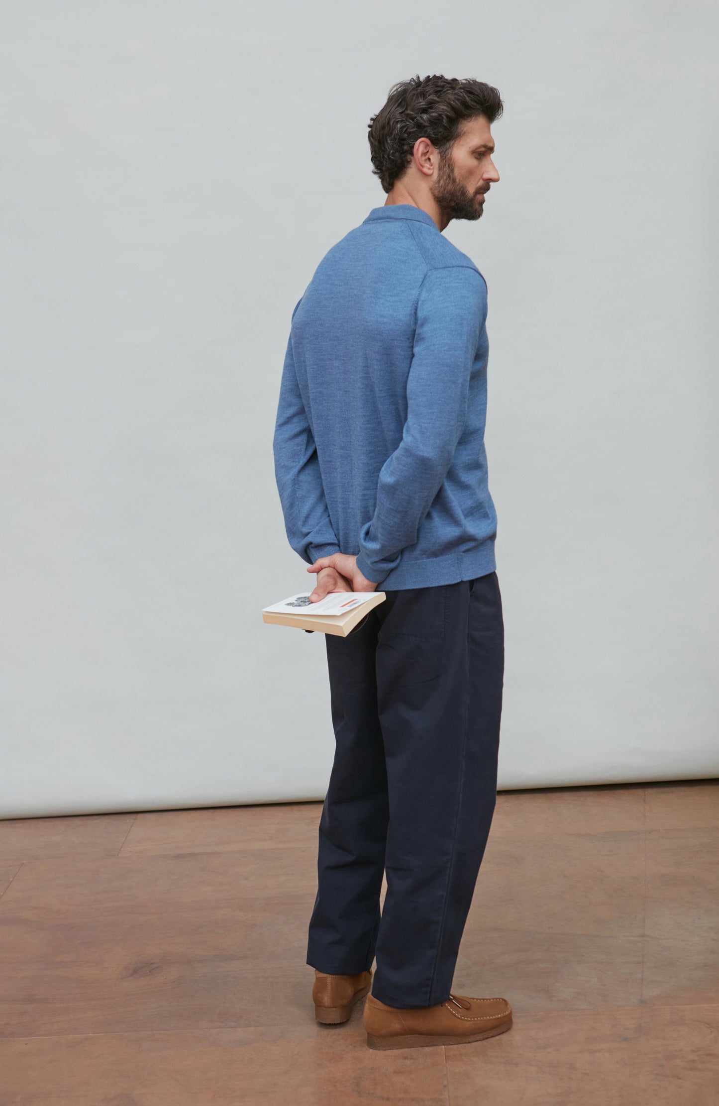 Mens Extra Fine Merino Wool Polo Cardigan
