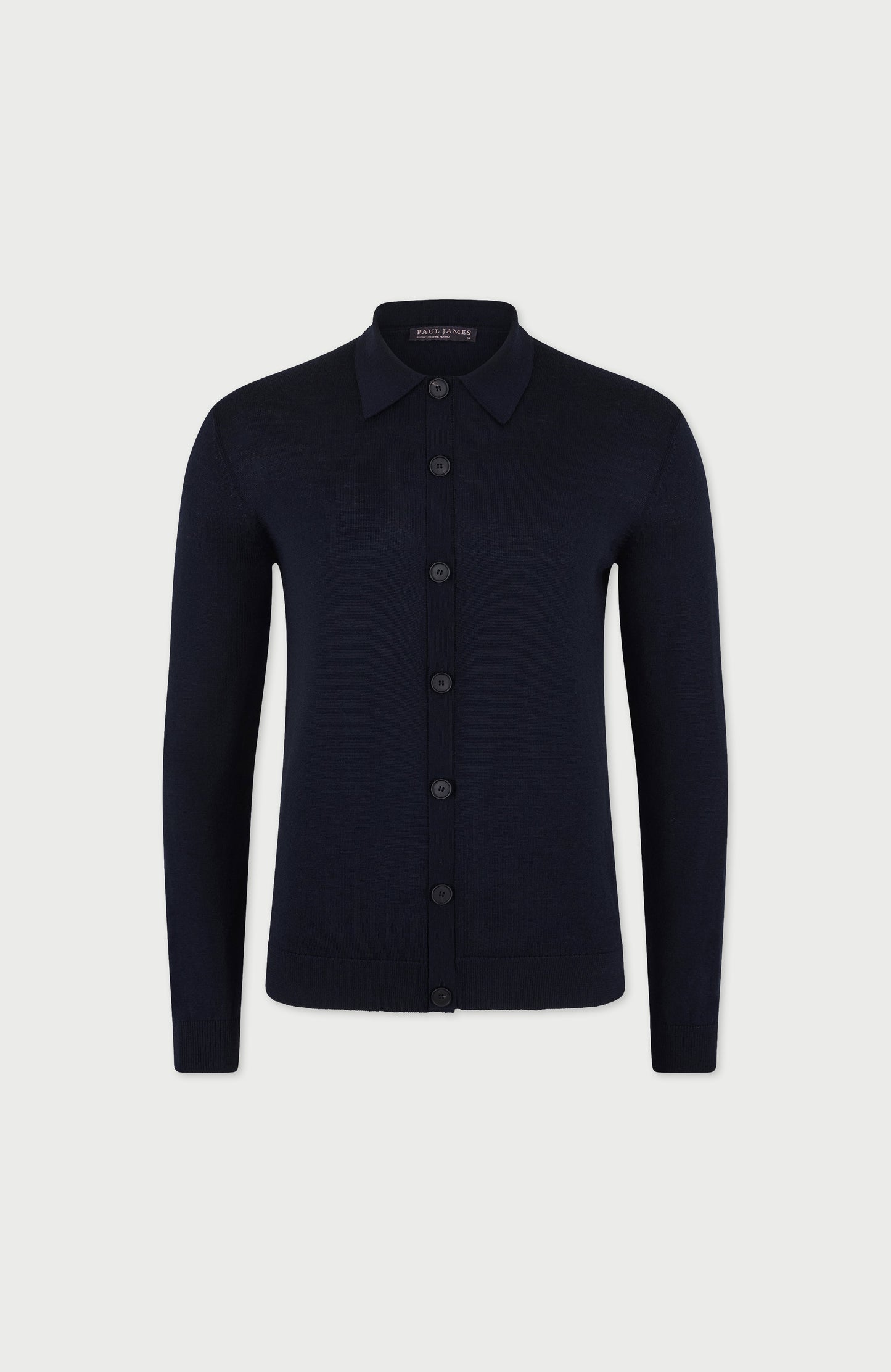 Mens Extra Fine Merino Wool Polo Cardigan