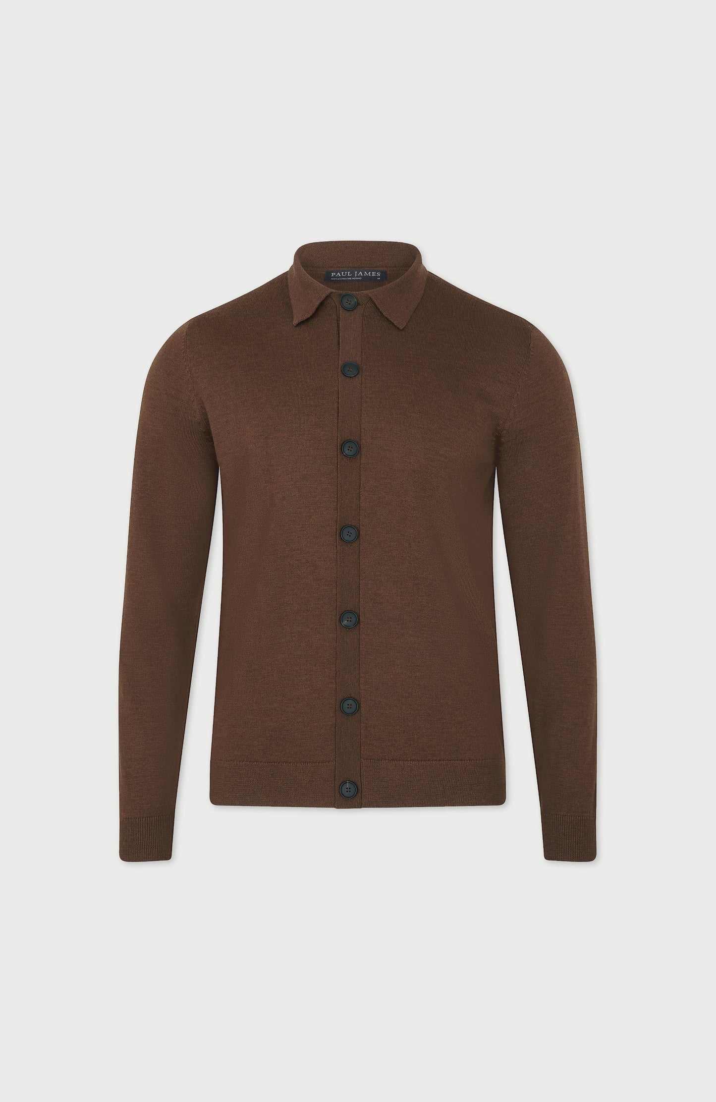 Mens Extra Fine Merino Wool Polo Cardigan
