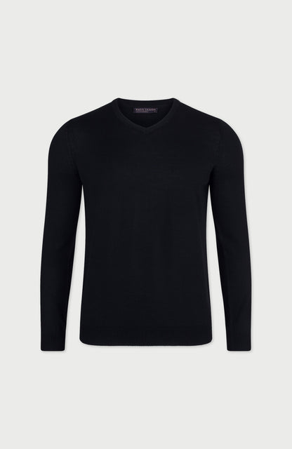 Mens Extra Fine Merino Wool V-Neck Jumper