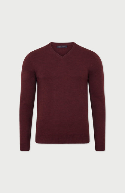 Mens Extra Fine Merino Wool V-Neck Jumper