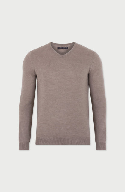 Mens Extra Fine Merino Wool V-Neck Jumper
