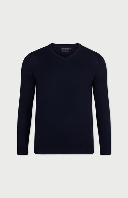 Mens Extra Fine Merino Wool V-Neck Jumper