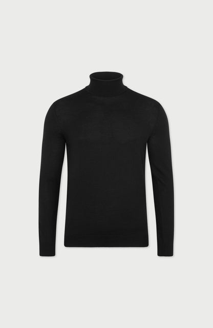 Mens Extra Fine Merino Wool Roll Neck Jumper