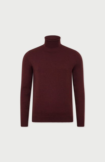 Mens Extra Fine Merino Wool Roll Neck Jumper