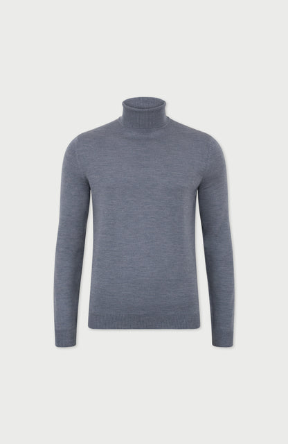Mens Extra Fine Merino Wool Roll Neck Jumper