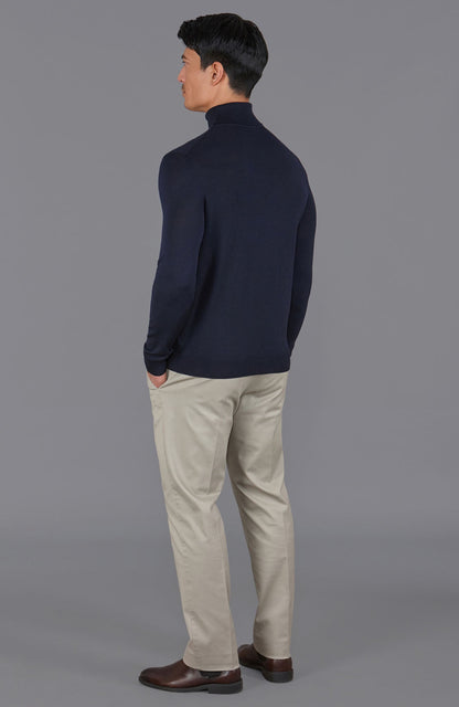 Mens Extra Fine Merino Wool Roll Neck Jumper