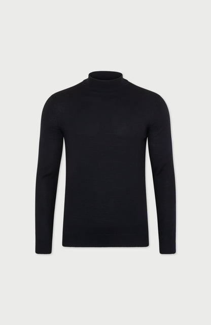Mens Extra Fine Merino Wool Mock Turtleneck Jumper