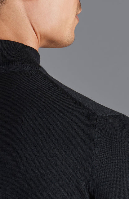 Mens Extra Fine Merino Wool Mock Turtleneck Jumper