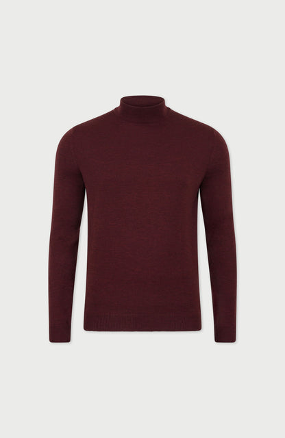 Mens Extra Fine Merino Wool Mock Turtleneck Jumper