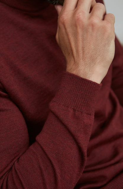 Mens Extra Fine Merino Wool Mock Turtleneck Jumper