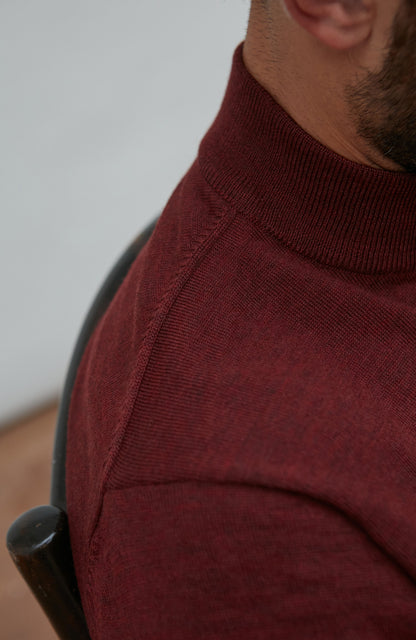 Mens Extra Fine Merino Wool Mock Turtleneck Jumper