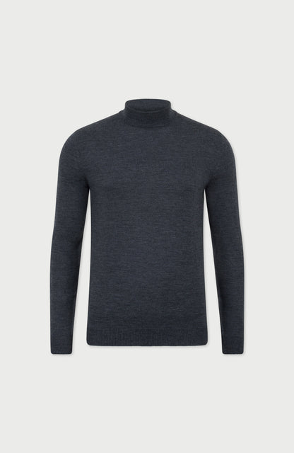 Mens Extra Fine Merino Wool Mock Turtleneck Jumper
