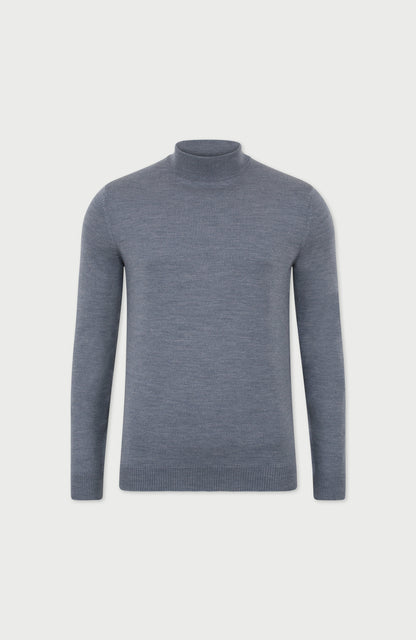 Mens Extra Fine Merino Wool Mock Turtleneck Jumper