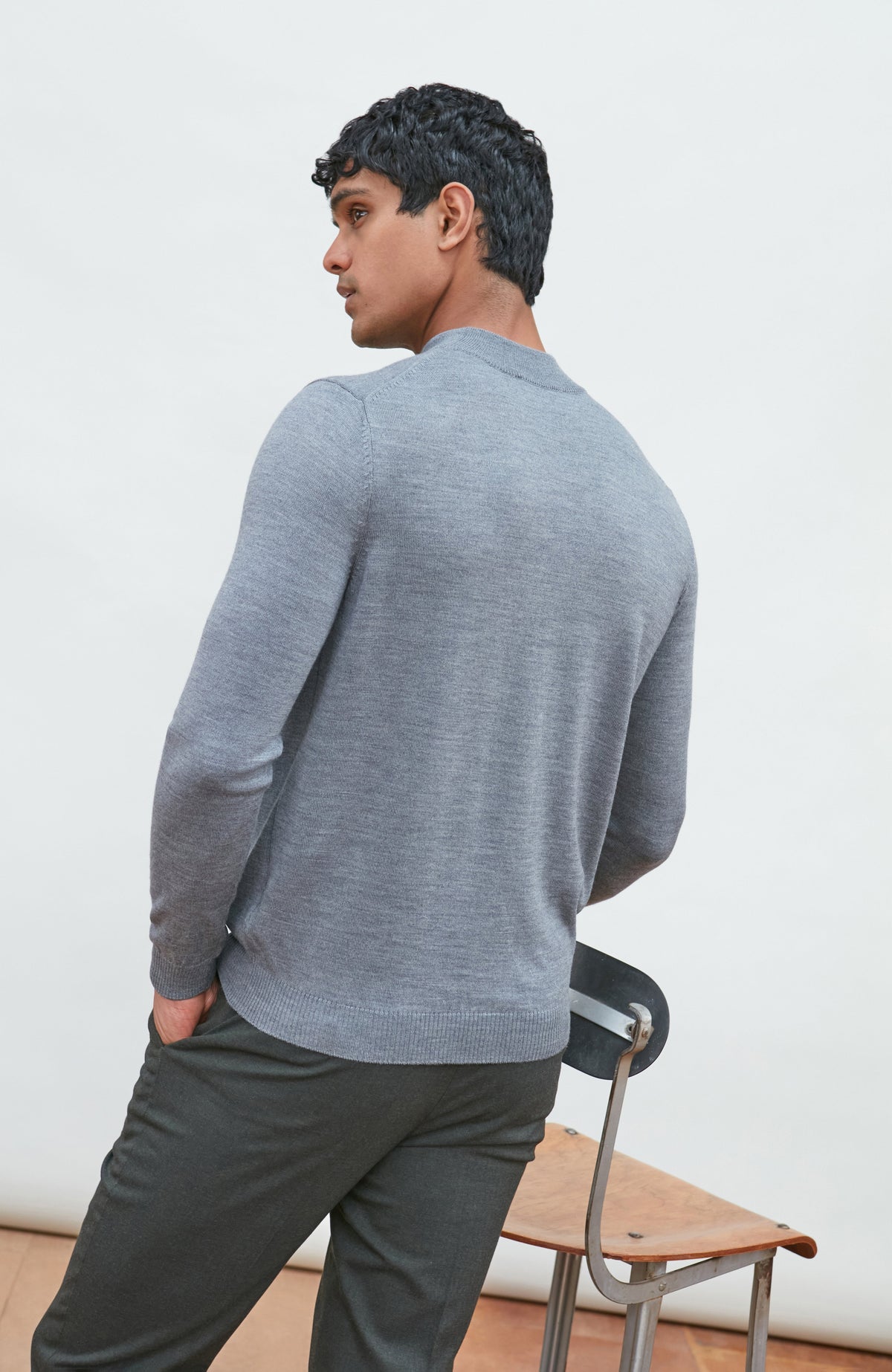 Mens Extra Fine Merino Wool Mock Turtleneck Jumper