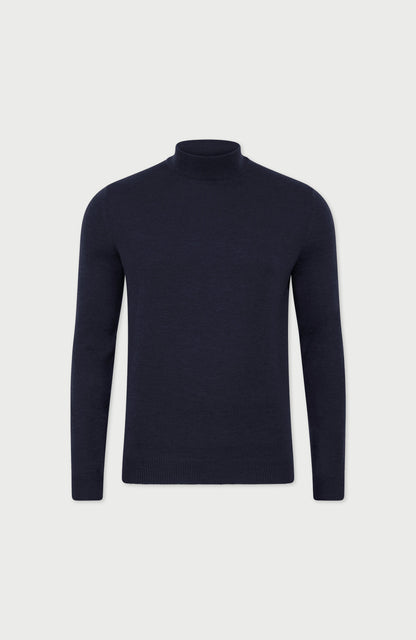 Mens Extra Fine Merino Wool Mock Turtleneck Jumper