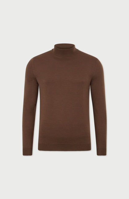 Mens Extra Fine Merino Wool Mock Turtleneck Jumper