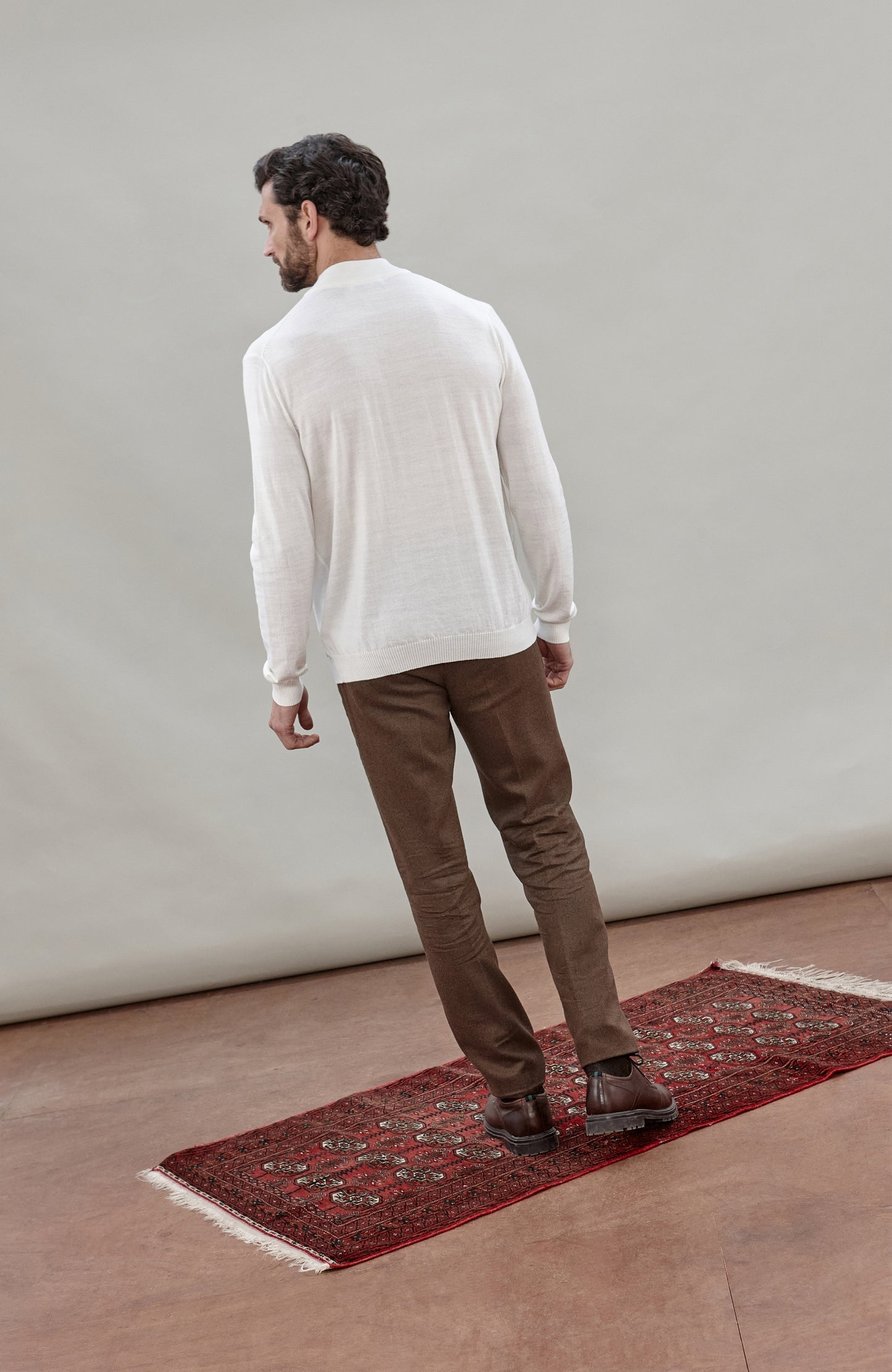 Mens Extra Fine Merino Wool Mock Turtleneck Jumper