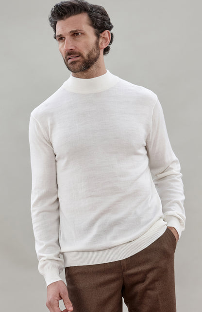 Mens Extra Fine Merino Wool Mock Turtleneck Jumper