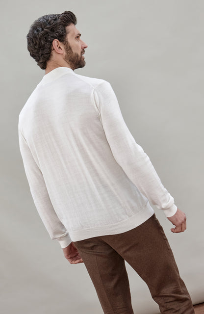 Mens Extra Fine Merino Wool Mock Turtleneck Jumper