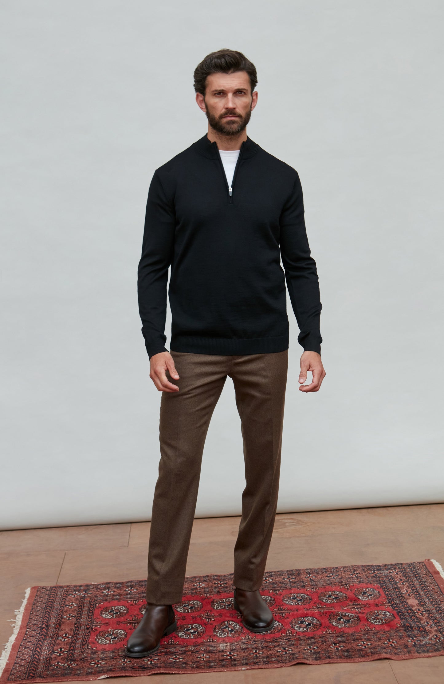 Mens Extra Fine Merino Wool Quarter Zip Jumper