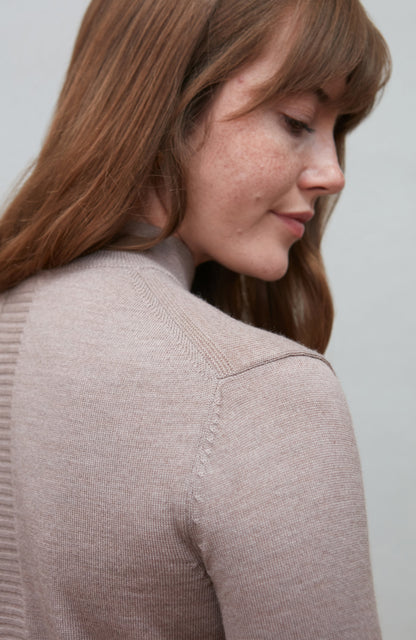 Womens Pure Extra Fine Merino Wool Mock Neck Jumper