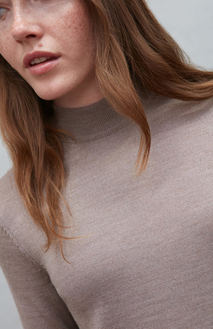 Womens Pure Extra Fine Merino Wool Mock Neck Jumper