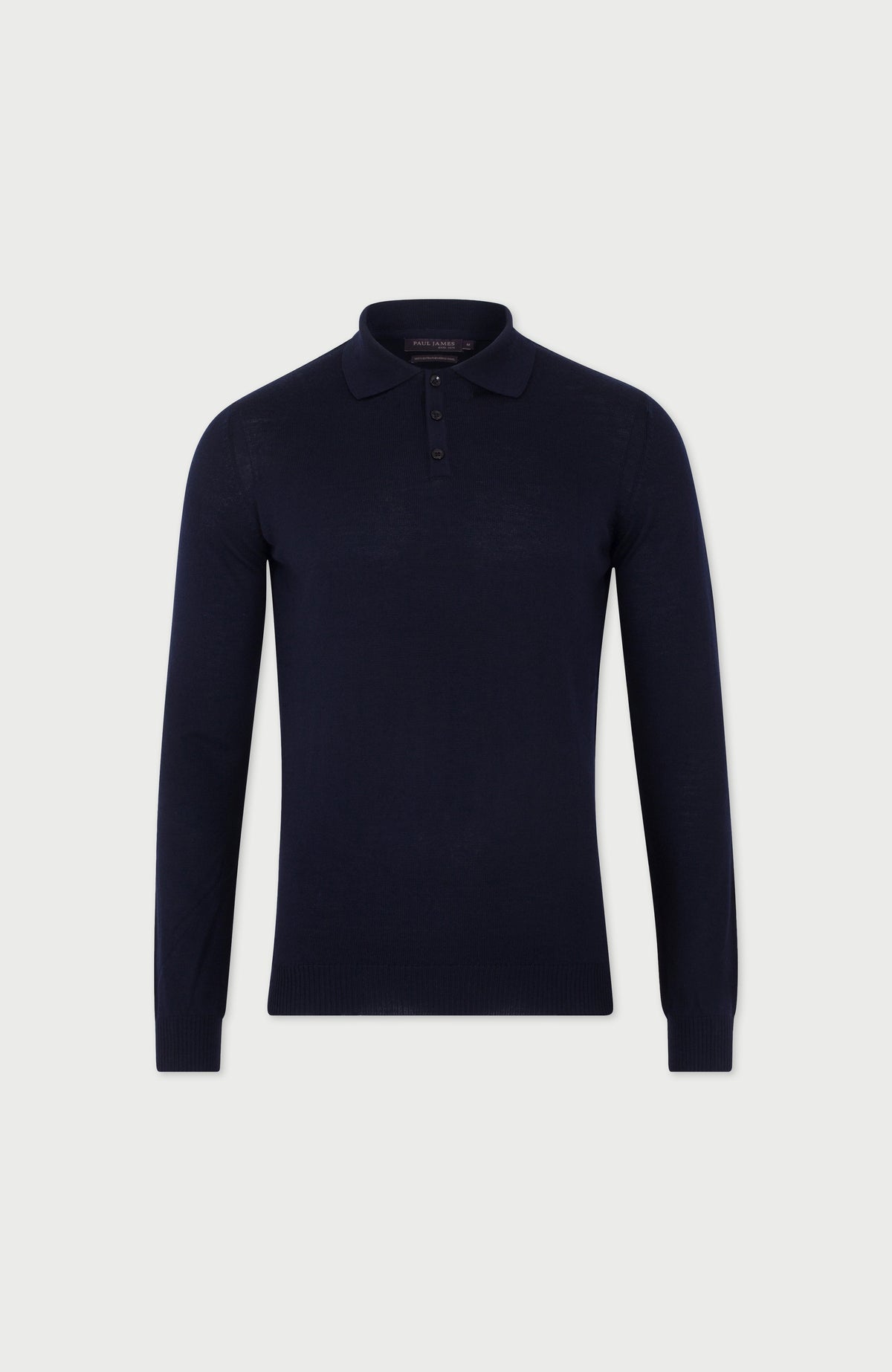 Mens Extra Fine Merino Wool Long Sleeve Polo Shirt