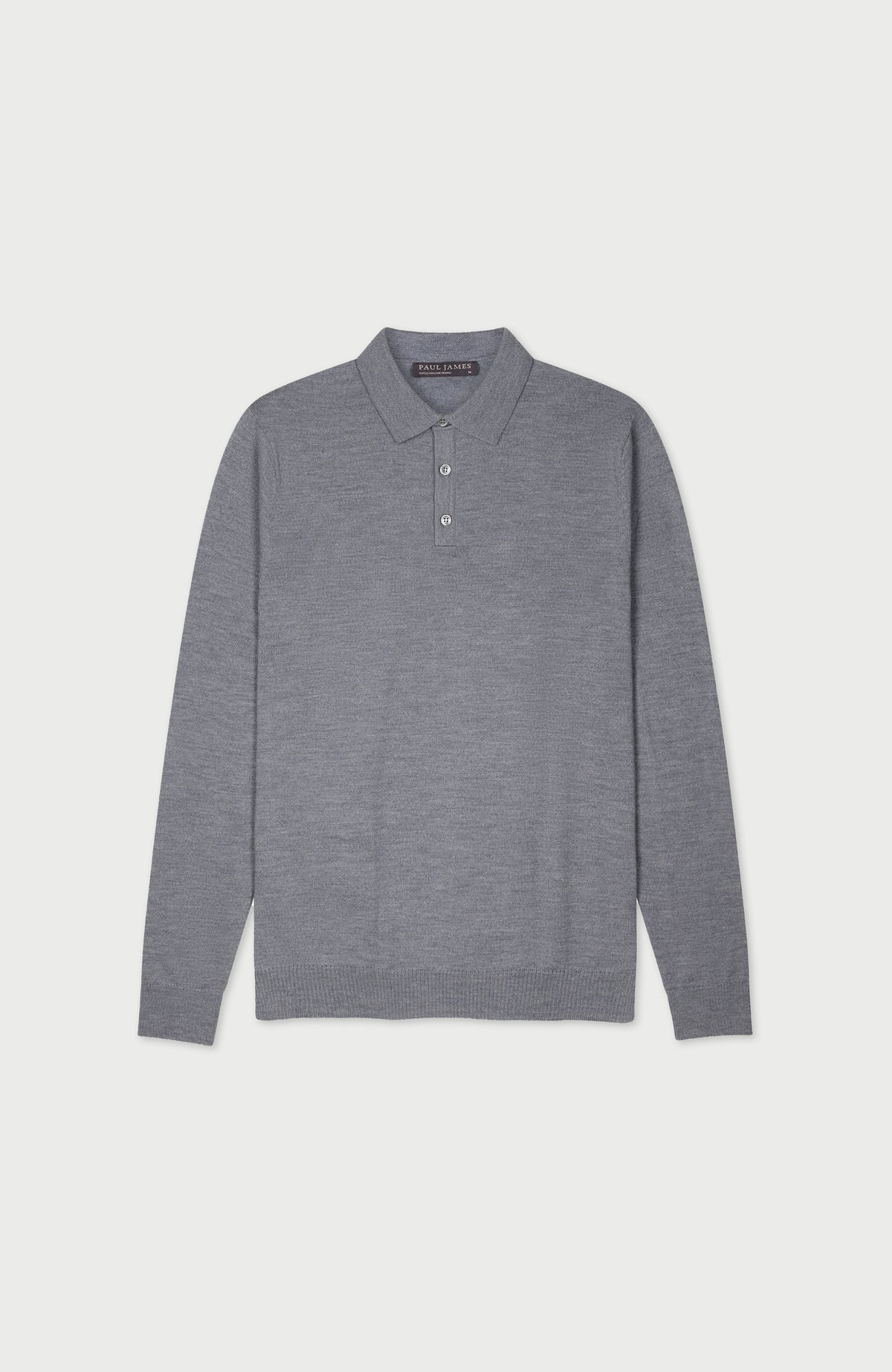 Mens Extra Fine Merino Wool Long Sleeve Polo Shirt