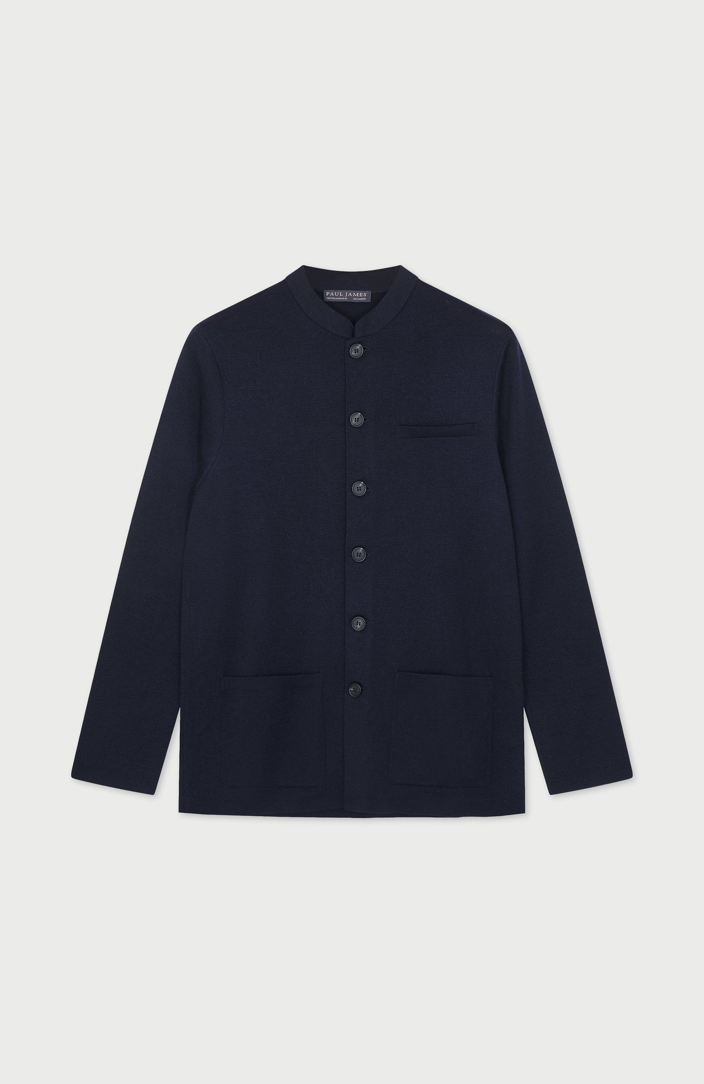 Mens Extra Fine Merino Wool Knitted Nehru Jacket