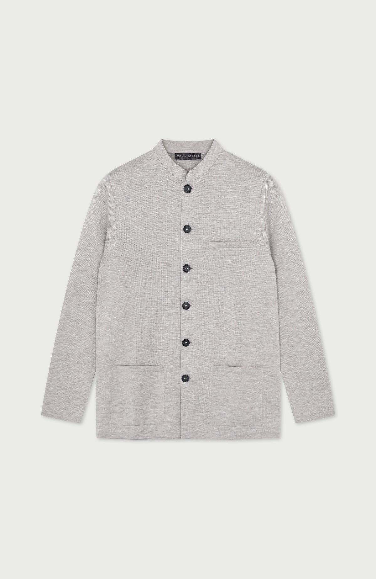 Mens Extra Fine Merino Wool Knitted Nehru Jacket
