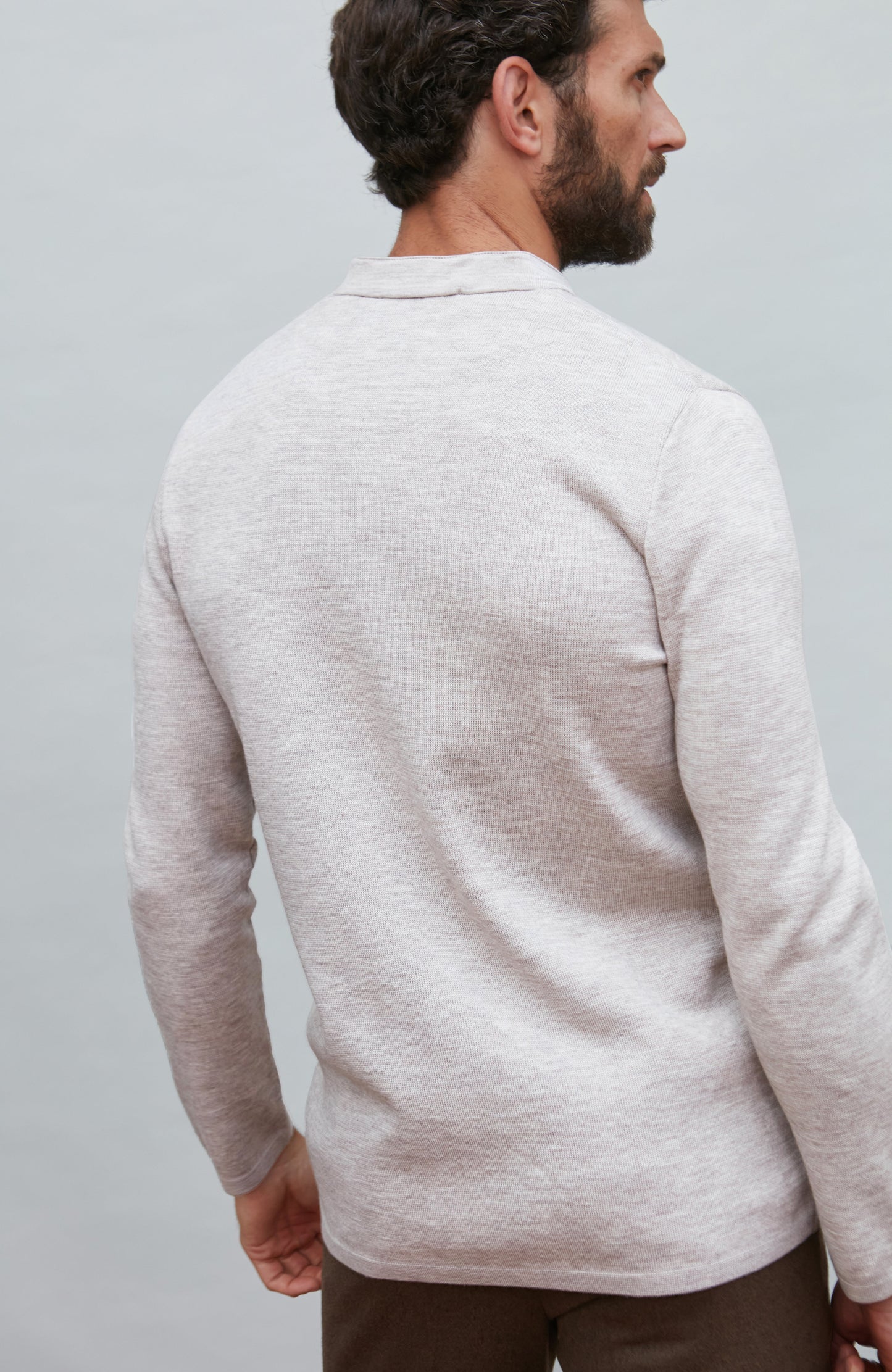 Mens Extra Fine Merino Wool Knitted Nehru Jacket