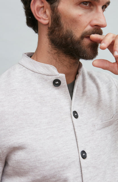 Mens Extra Fine Merino Wool Knitted Nehru Jacket
