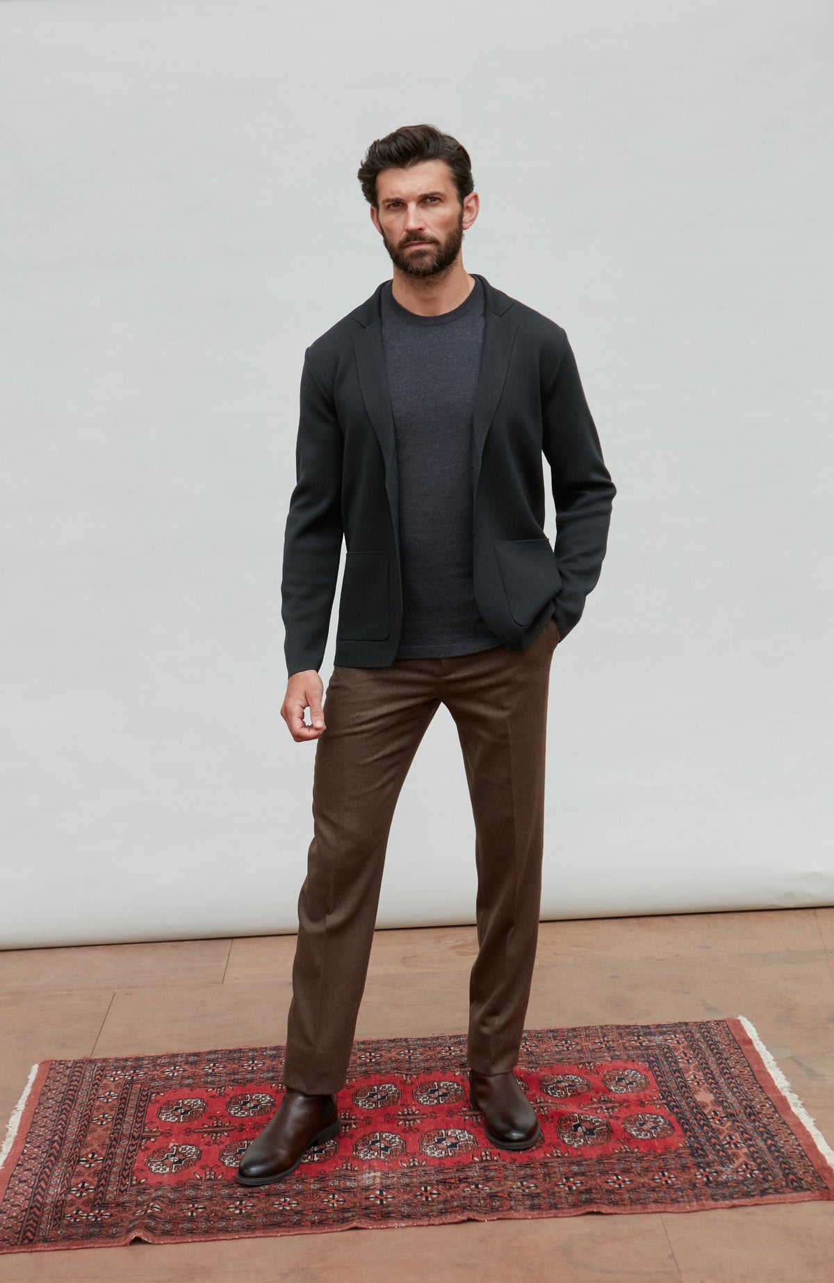 Mens Lightweight Extra Fine Merino Wool Knitted Blazer