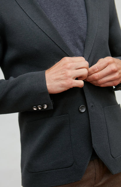 Mens Lightweight Extra Fine Merino Wool Knitted Blazer