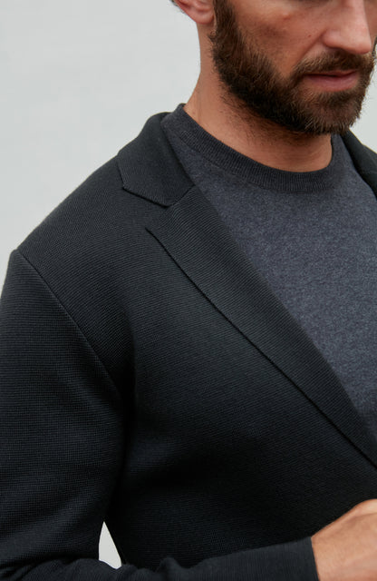 Mens Lightweight Extra Fine Merino Wool Knitted Blazer