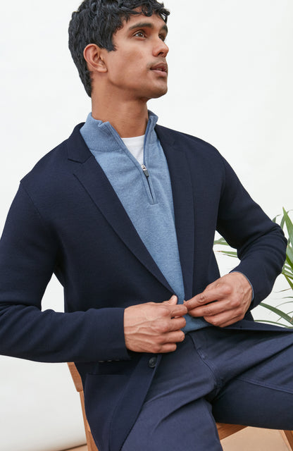 Mens Lightweight Extra Fine Merino Wool Knitted Blazer