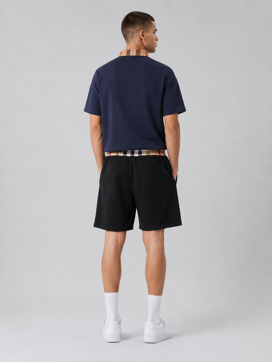 Navy Blue Polo Shirt & Shorts Two-Piece Set