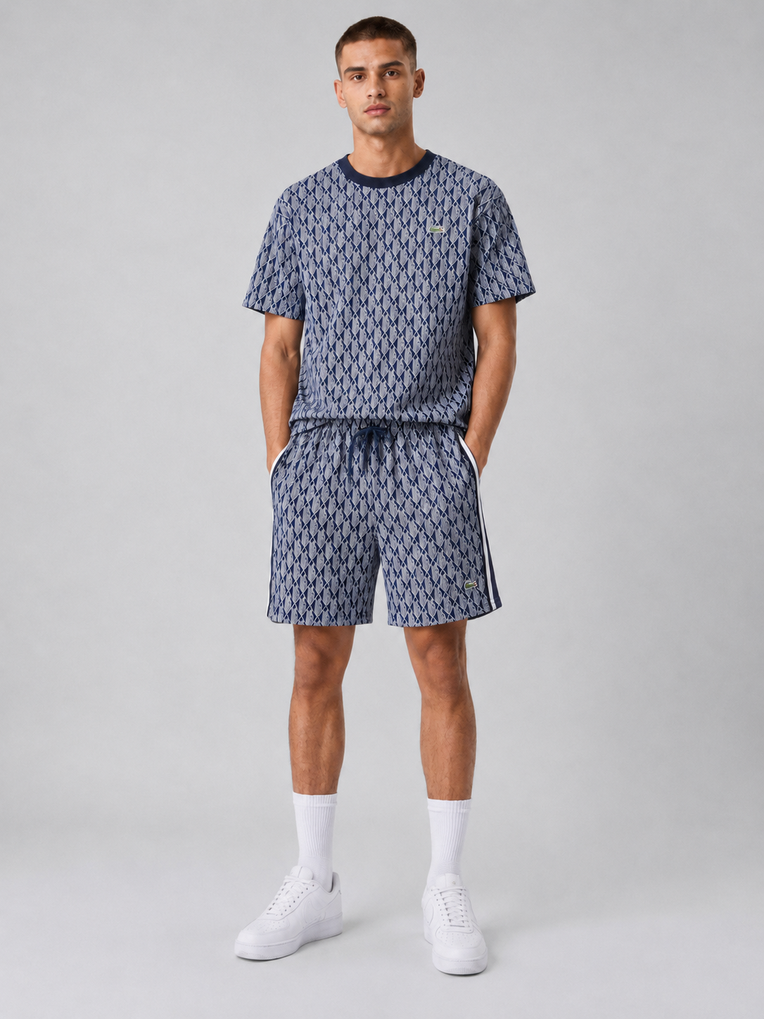 Navy Blue Cotton T-Shirt & Shorts Set